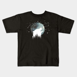 Moon and howling wolf Kids T-Shirt